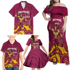 NRL Broncos Rugby Custom Family Matching Off Shoulder Maxi Dress and Hawaiian Shirt Premiers Trophy Carn The Bronx - Aussie Hoodie