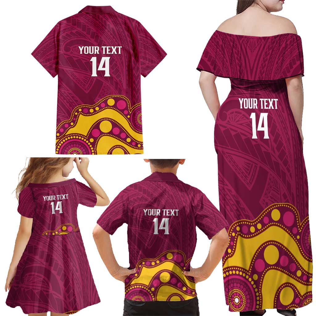 NRL Broncos Rugby Custom Family Matching Off Shoulder Maxi Dress and Hawaiian Shirt Premiers Trophy Carn The Bronx - Aussie Hoodie