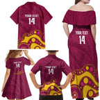 NRL Broncos Rugby Custom Family Matching Off Shoulder Maxi Dress and Hawaiian Shirt Premiers Trophy Carn The Bronx - Aussie Hoodie