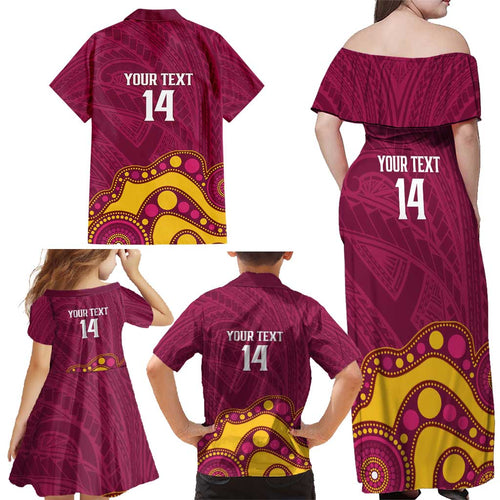 NRL Broncos Rugby Custom Family Matching Off Shoulder Maxi Dress and Hawaiian Shirt Premiers Trophy Carn The Bronx - Aussie Hoodie