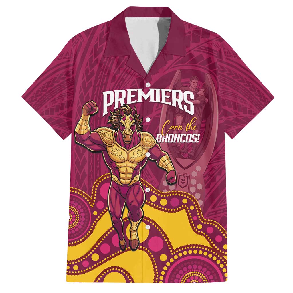 NRL Broncos Rugby Custom Family Matching Off Shoulder Maxi Dress and Hawaiian Shirt Premiers Trophy Carn The Bronx - Aussie Hoodie