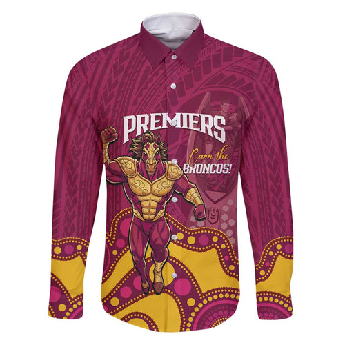 NRL Broncos Rugby Custom Family Matching Off Shoulder Maxi Dress and Hawaiian Shirt Premiers Trophy Carn The Bronx - Aussie Hoodie
