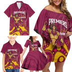 NRL Broncos Rugby Custom Family Matching Off Shoulder Short Dress and Hawaiian Shirt Premiers Trophy Carn The Bronx - Aussie Hoodie