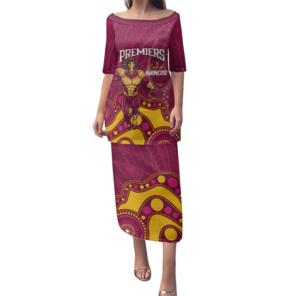 NRL Broncos Rugby Custom Family Matching Puletasi and Hawaiian Shirt Premiers Trophy Carn The Bronx - Aussie Hoodie