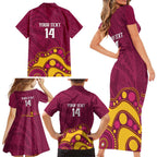 NRL Broncos Rugby Custom Family Matching Short Sleeve Bodycon Dress and Hawaiian Shirt Premiers Trophy Carn The Bronx - Aussie Hoodie