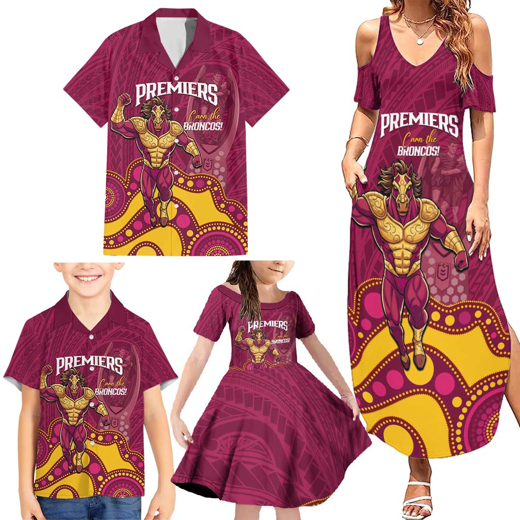 NRL Broncos Rugby Custom Family Matching Summer Maxi Dress and Hawaiian Shirt Premiers Trophy Carn The Bronx - Aussie Hoodie