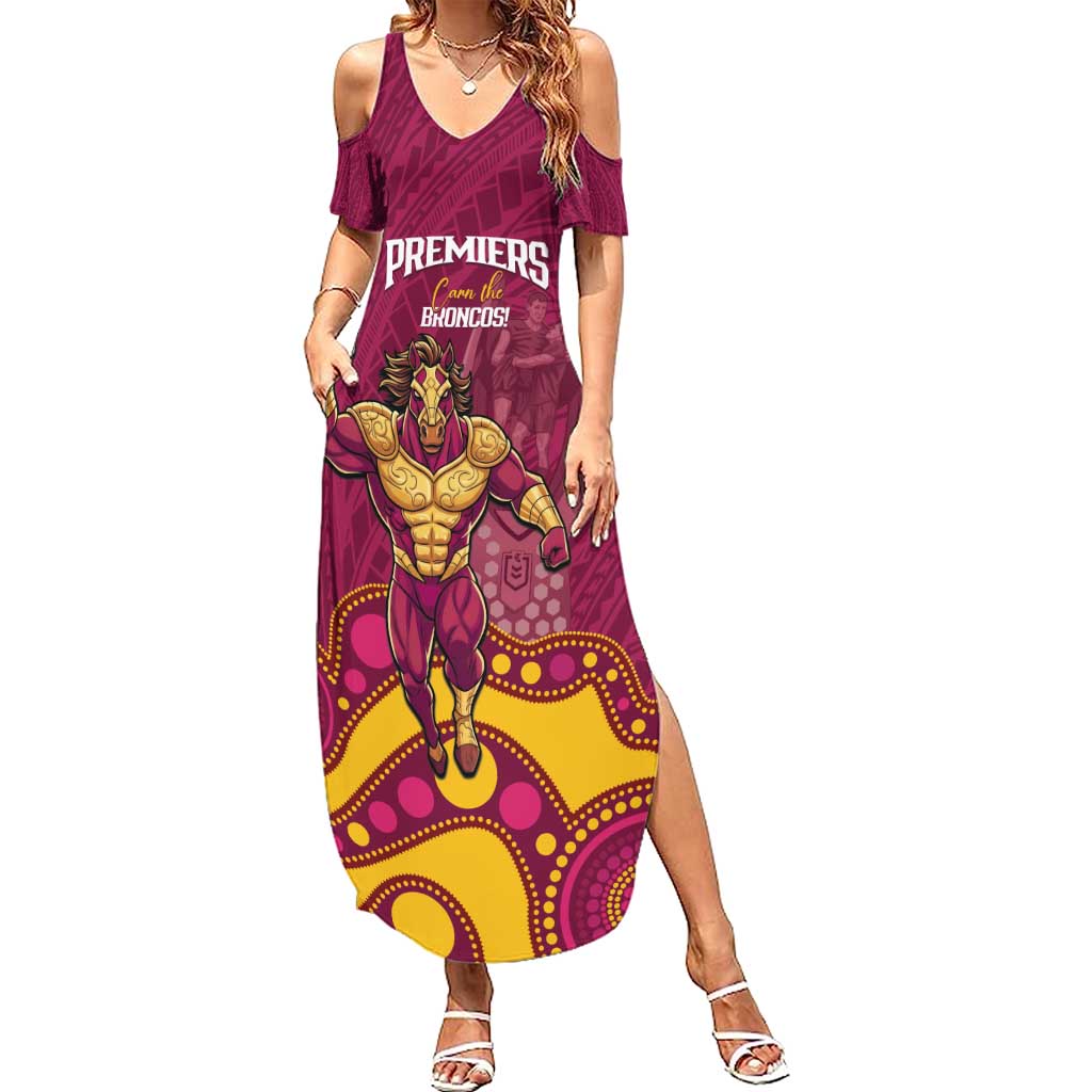 NRL Broncos Rugby Custom Family Matching Summer Maxi Dress and Hawaiian Shirt Premiers Trophy Carn The Bronx - Aussie Hoodie