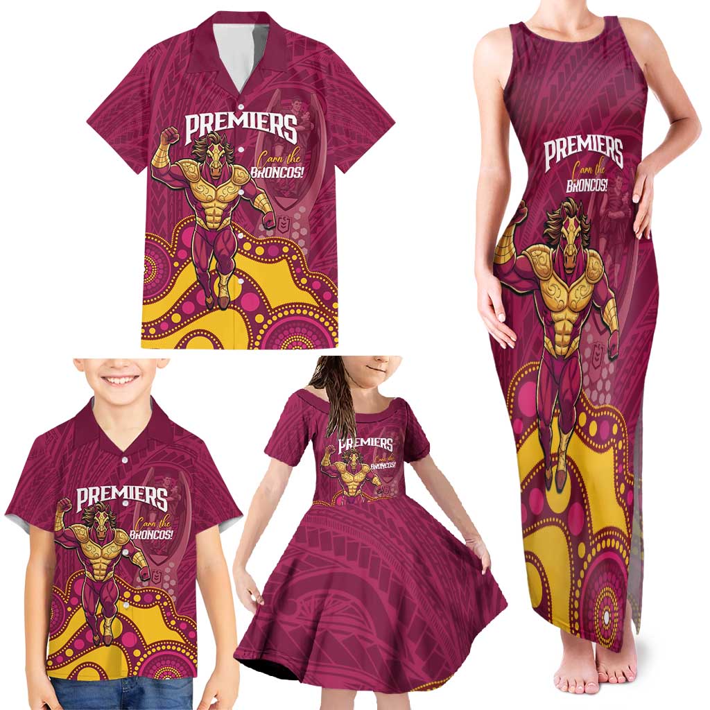 NRL Broncos Rugby Custom Family Matching Tank Maxi Dress and Hawaiian Shirt Premiers Trophy Carn The Bronx - Aussie Hoodie