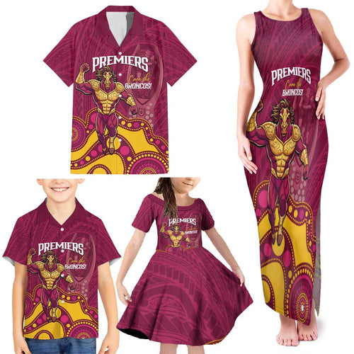 NRL Broncos Rugby Custom Family Matching Tank Maxi Dress and Hawaiian Shirt Premiers Trophy Carn The Bronx - Aussie Hoodie