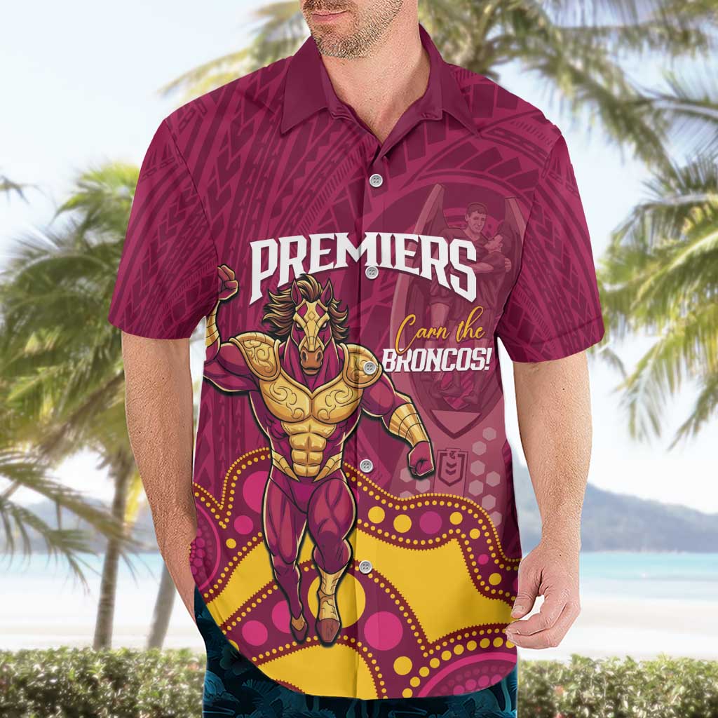 NRL Broncos Rugby Custom Hawaiian Shirt Premiers Trophy Carn The Bronx - Aussie Hoodie