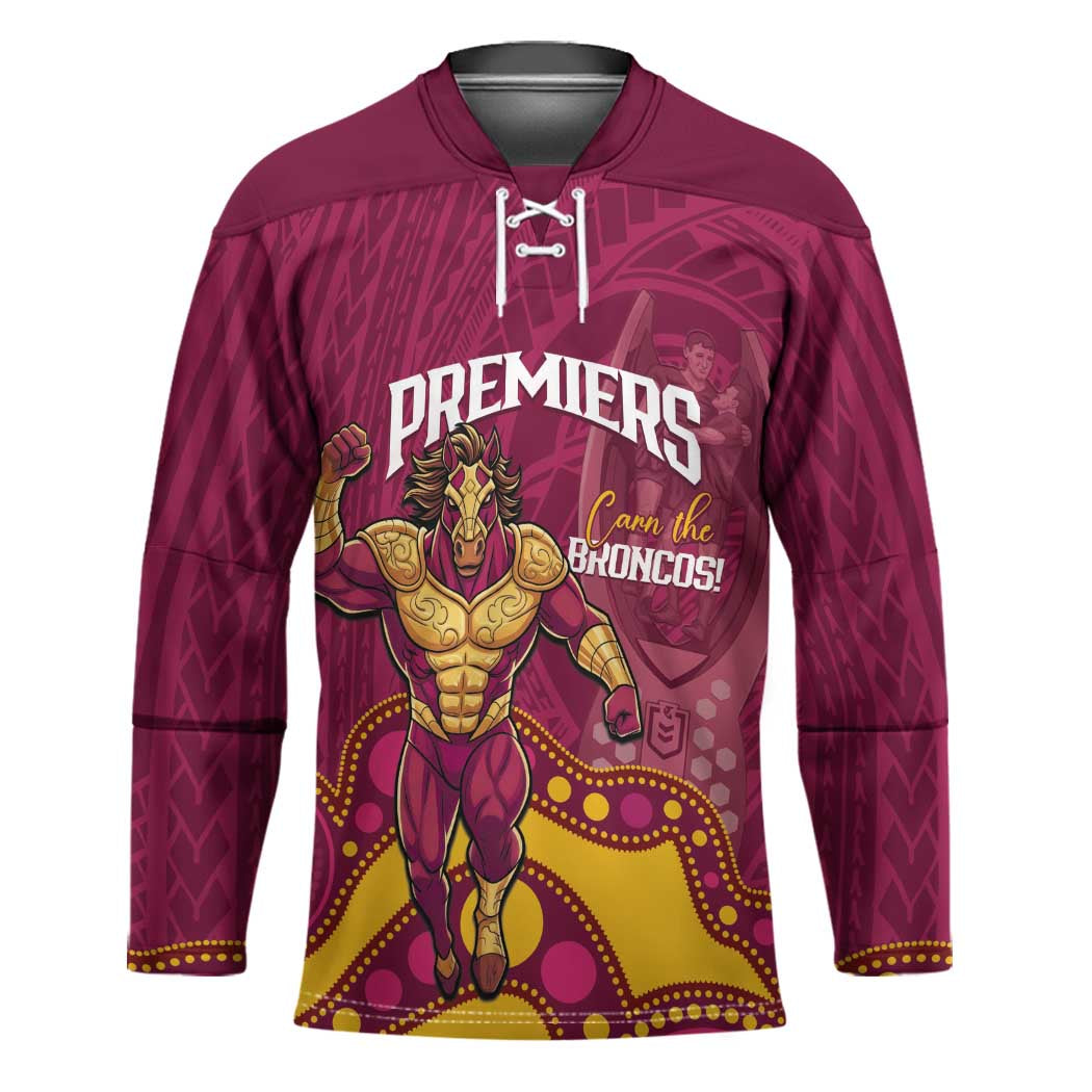 NRL Broncos Rugby Custom Hockey Jersey Premiers Trophy Carn The Bronx - Aussie Hoodie