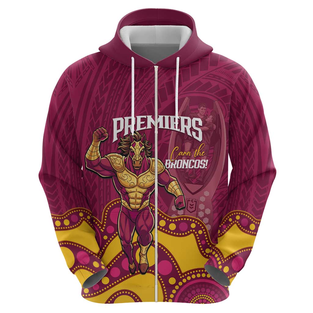 NRL Broncos Rugby Custom Hoodie Premiers Trophy Carn The Bronx - Aussie Hoodie
