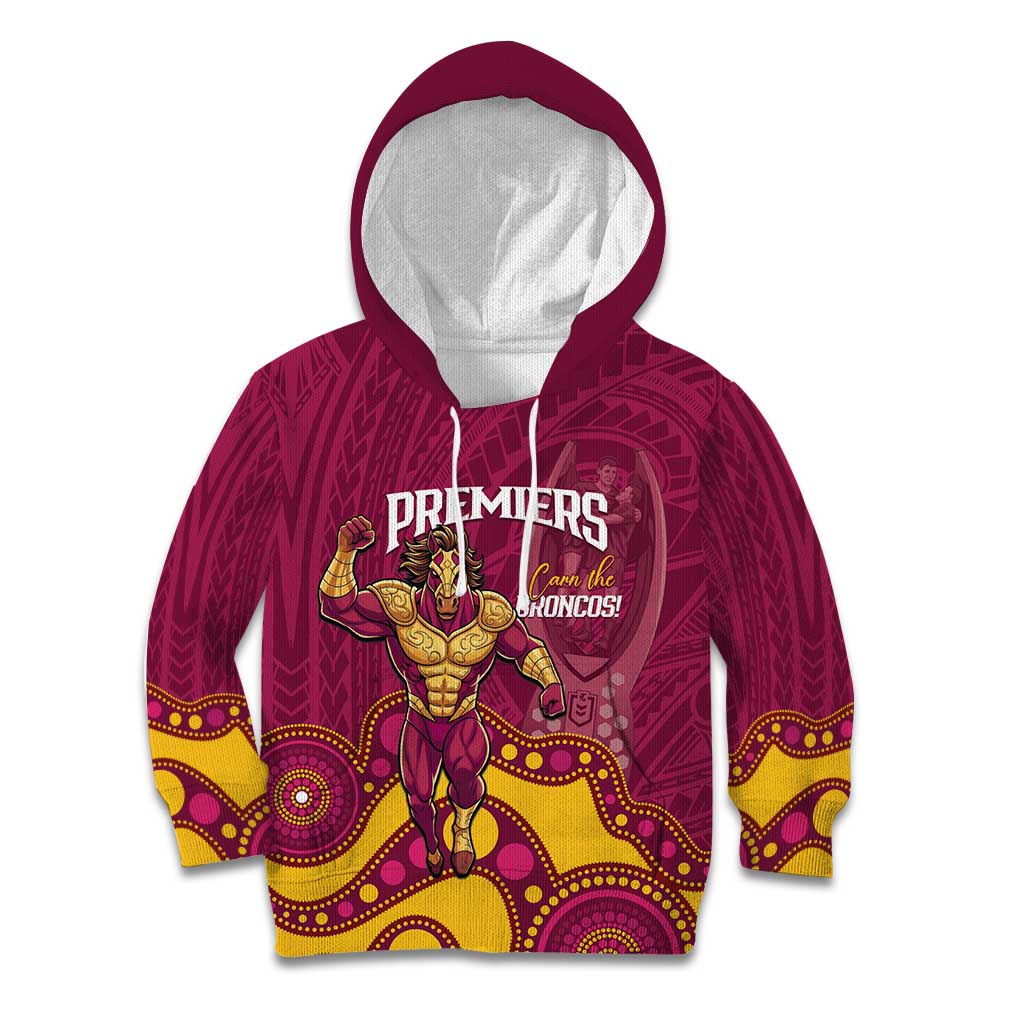NRL Broncos Rugby Custom Kid Hoodie Premiers Trophy Carn The Bronx - Aussie Hoodie