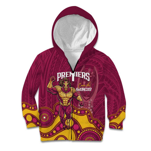 NRL Broncos Rugby Custom Kid Hoodie Premiers Trophy Carn The Bronx - Aussie Hoodie