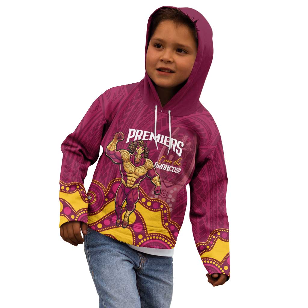 NRL Broncos Rugby Custom Kid Hoodie Premiers Trophy Carn The Bronx - Aussie Hoodie