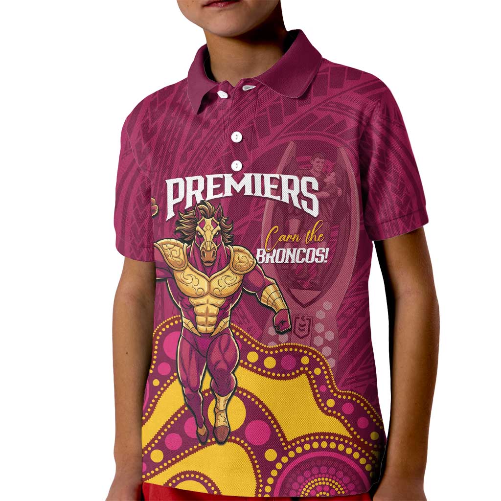 NRL Broncos Rugby Custom Kid Polo Shirt Premiers Trophy Carn The Bronx - Aussie Hoodie