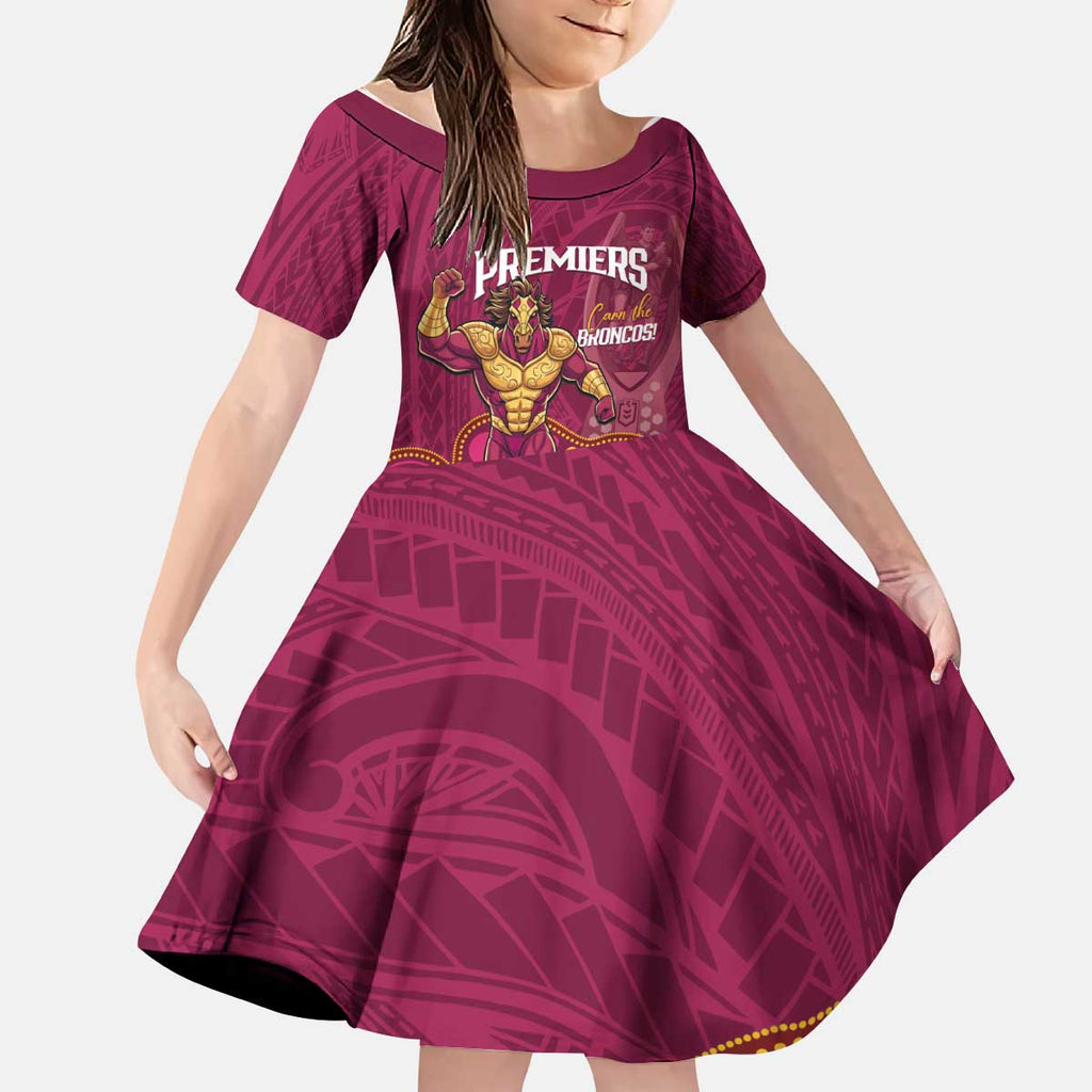NRL Broncos Rugby Custom Kid Short Sleeve Dress Premiers Trophy Carn The Bronx - Aussie Hoodie