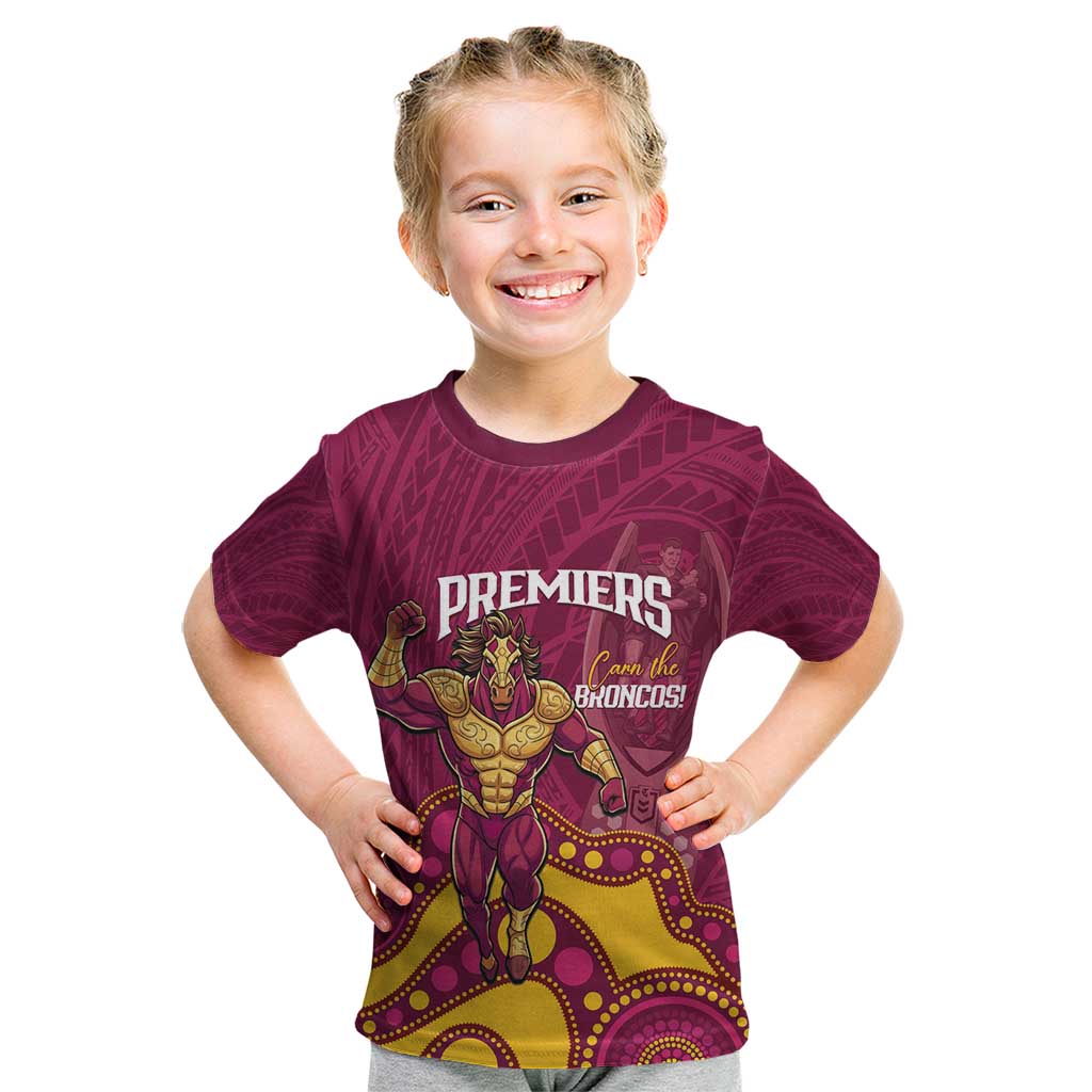 NRL Broncos Rugby Custom Kid T Shirt Premiers Trophy Carn The Bronx - Aussie Hoodie