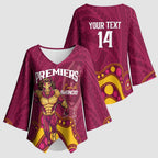 NRL Broncos Rugby Custom Kimono Sleeve Blouse Premiers Trophy Carn The Bronx - Aussie Hoodie