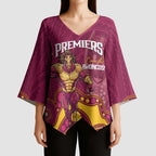 NRL Broncos Rugby Custom Kimono Sleeve Blouse Premiers Trophy Carn The Bronx - Aussie Hoodie