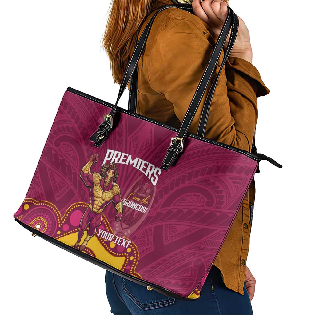 NRL Broncos Rugby Custom Leather Tote Bag Premiers Trophy Carn The Bronx - Aussie Hoodie