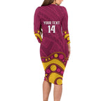 NRL Broncos Rugby Custom Long Sleeve Bodycon Dress Premiers Trophy Carn The Bronx - Aussie Hoodie