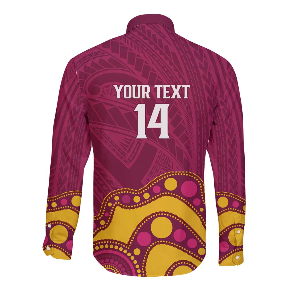 NRL Broncos Rugby Custom Long Sleeve Button Shirt Premiers Trophy Carn The Bronx - Aussie Hoodie