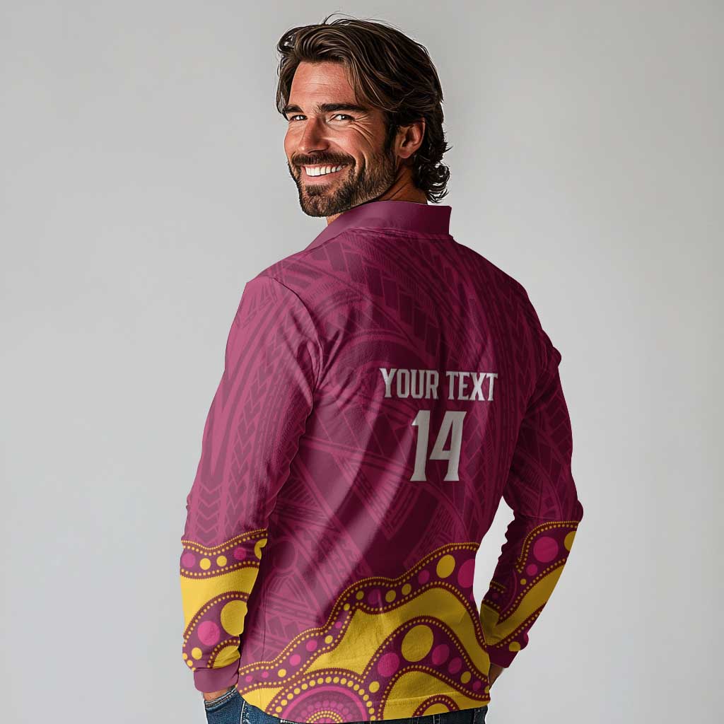 NRL Broncos Rugby Custom Long Sleeve Polo Shirt Premiers Trophy Carn The Bronx - Aussie Hoodie