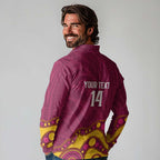 NRL Broncos Rugby Custom Long Sleeve Polo Shirt Premiers Trophy Carn The Bronx - Aussie Hoodie