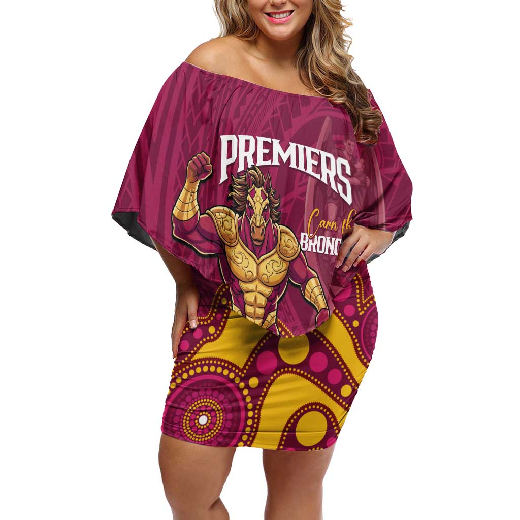 NRL Broncos Rugby Custom Off Shoulder Short Dress Premiers Trophy Carn The Bronx - Aussie Hoodie