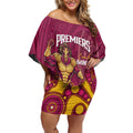 NRL Broncos Rugby Custom Off Shoulder Short Dress Premiers Trophy Carn The Bronx - Aussie Hoodie