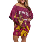 NRL Broncos Rugby Custom Off Shoulder Short Dress Premiers Trophy Carn The Bronx - Aussie Hoodie