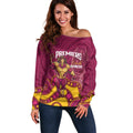 NRL Broncos Rugby Custom Off Shoulder Sweater Premiers Trophy Carn The Bronx - Aussie Hoodie