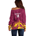 NRL Broncos Rugby Custom Off Shoulder Sweater Premiers Trophy Carn The Bronx - Aussie Hoodie