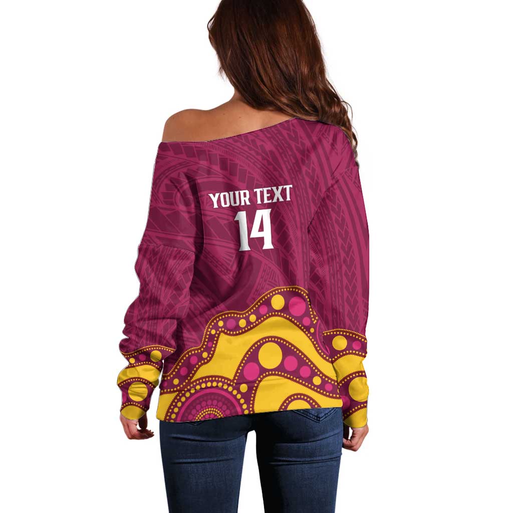 NRL Broncos Rugby Custom Off Shoulder Sweater Premiers Trophy Carn The Bronx - Aussie Hoodie