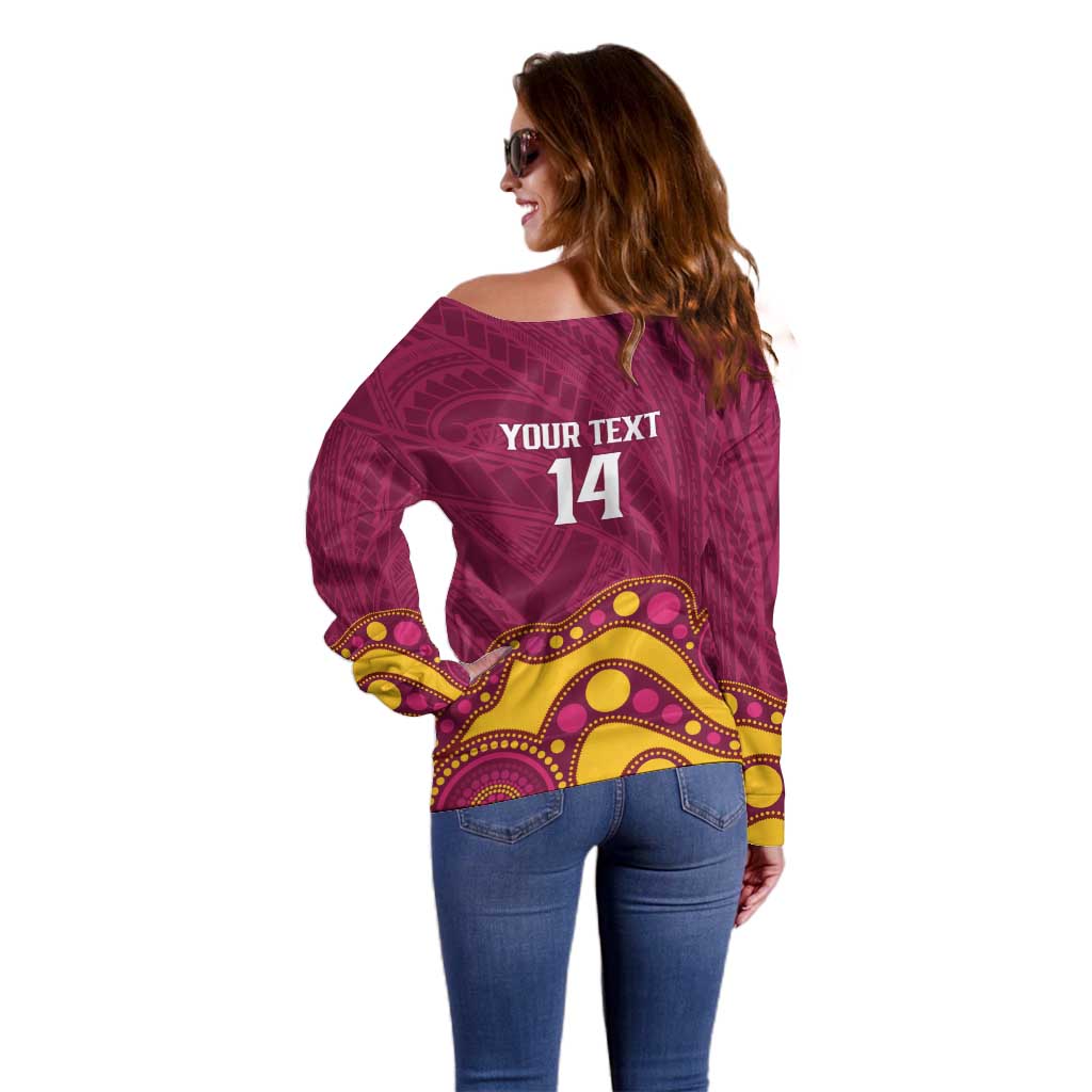 NRL Broncos Rugby Custom Off Shoulder Sweater Premiers Trophy Carn The Bronx - Aussie Hoodie