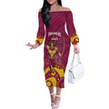 NRL Broncos Rugby Custom Off The Shoulder Long Sleeve Dress Premiers Trophy Carn The Bronx - Aussie Hoodie
