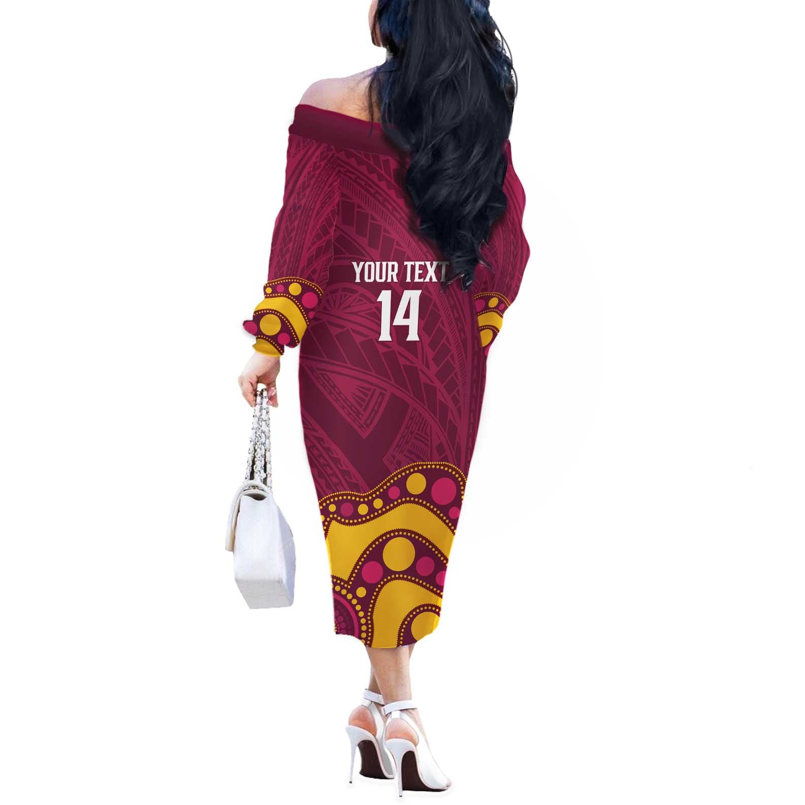 NRL Broncos Rugby Custom Off The Shoulder Long Sleeve Dress Premiers Trophy Carn The Bronx - Aussie Hoodie