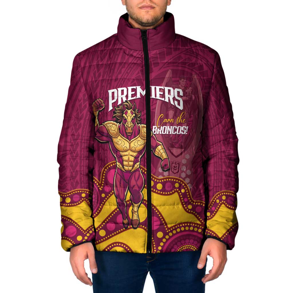 NRL Broncos Rugby Custom Padded Jacket Premiers Trophy Carn The Bronx - Aussie Hoodie