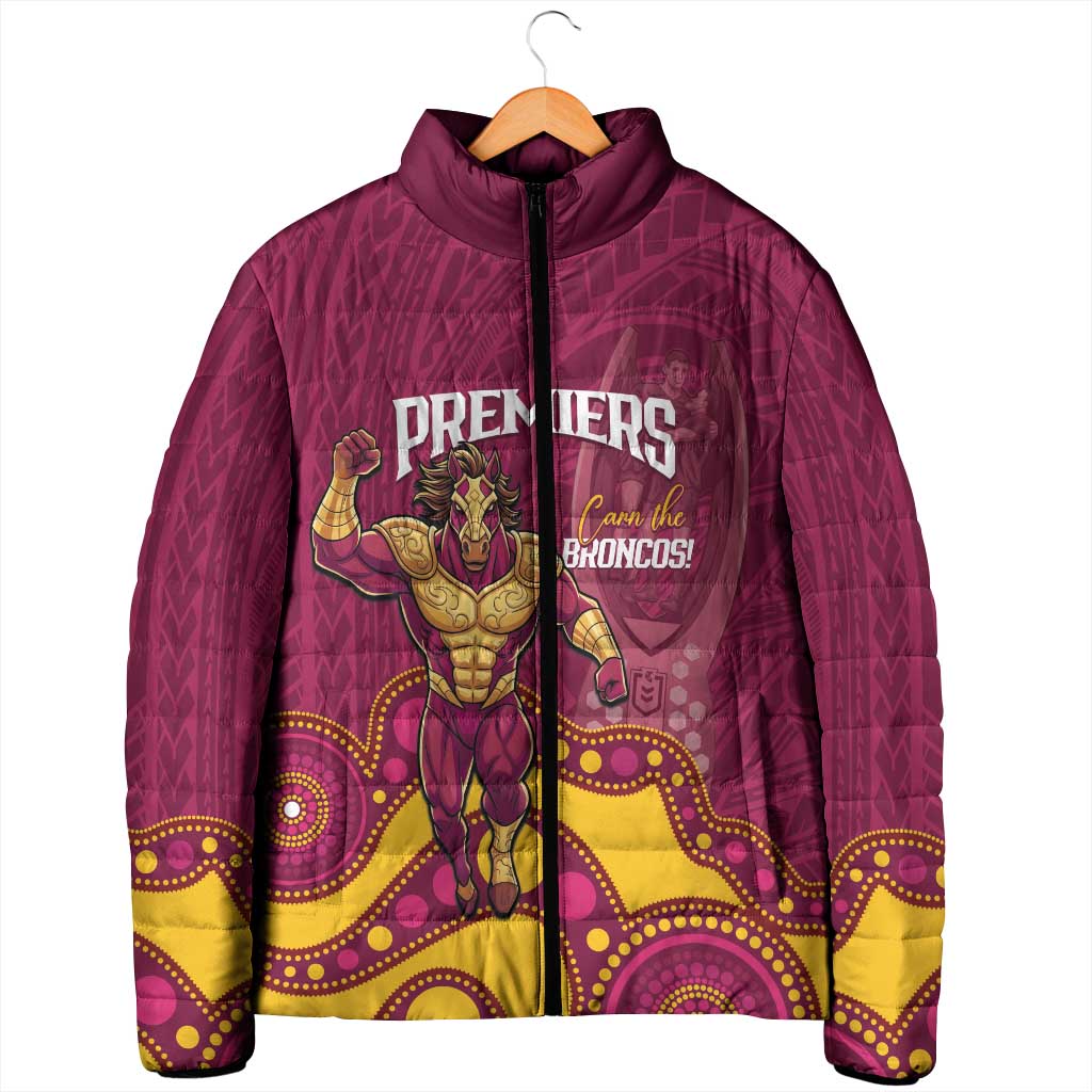 NRL Broncos Rugby Custom Padded Jacket Premiers Trophy Carn The Bronx - Aussie Hoodie