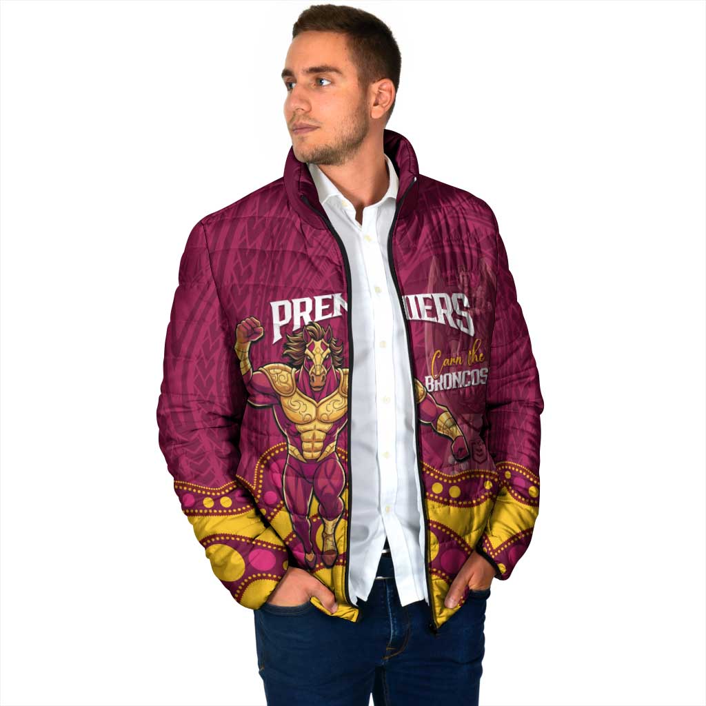 NRL Broncos Rugby Custom Padded Jacket Premiers Trophy Carn The Bronx - Aussie Hoodie