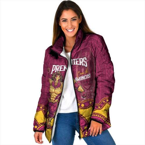 NRL Broncos Rugby Custom Padded Jacket Premiers Trophy Carn The Bronx - Aussie Hoodie