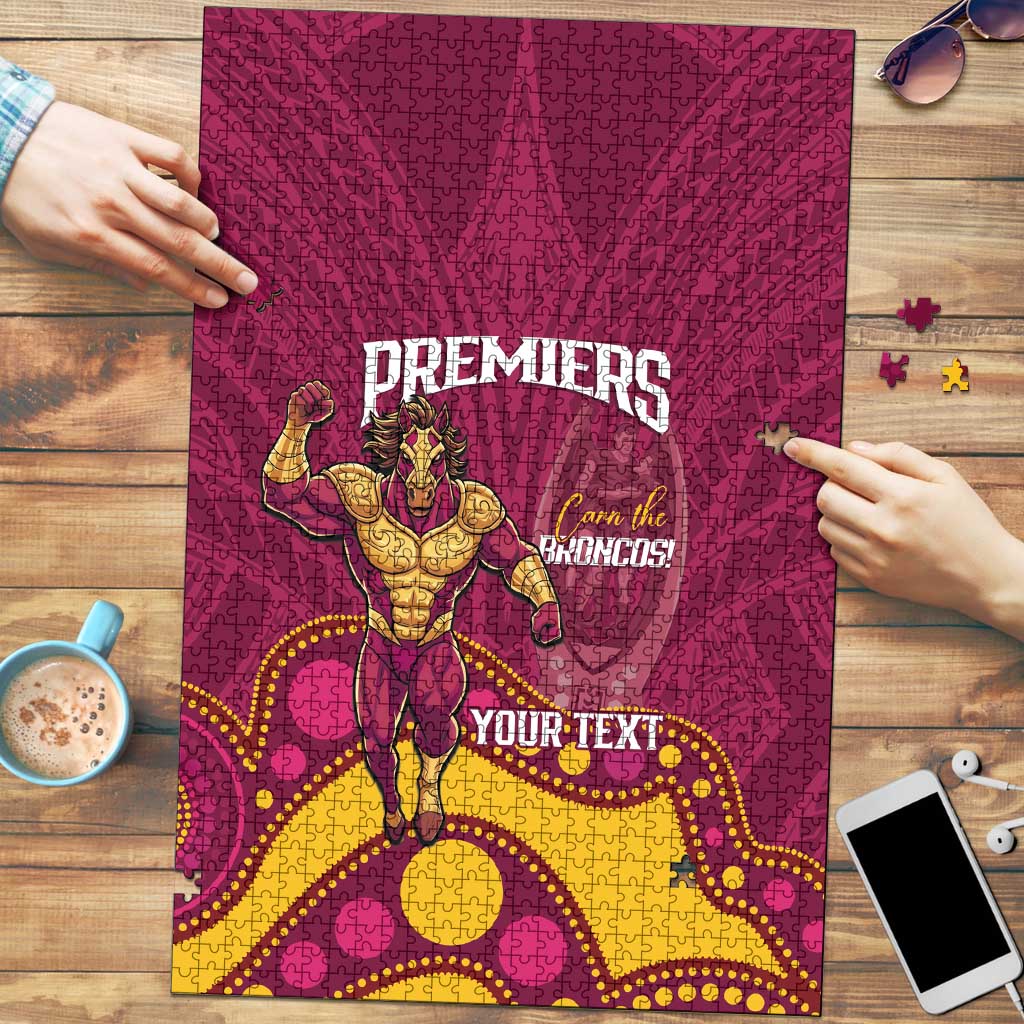 NRL Broncos Rugby Custom Puzzle Premiers Trophy Carn The Bronx - Aussie Hoodie