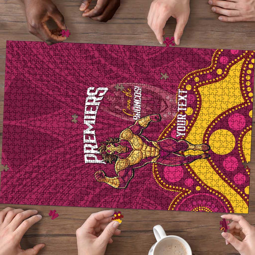 NRL Broncos Rugby Custom Puzzle Premiers Trophy Carn The Bronx - Aussie Hoodie