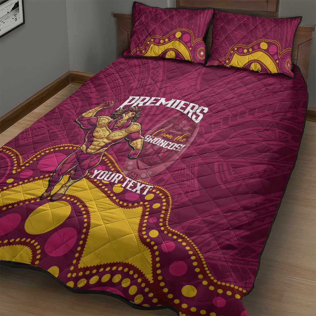 NRL Broncos Rugby Custom Quilt Bed Set Premiers Trophy Carn The Bronx - Aussie Hoodie