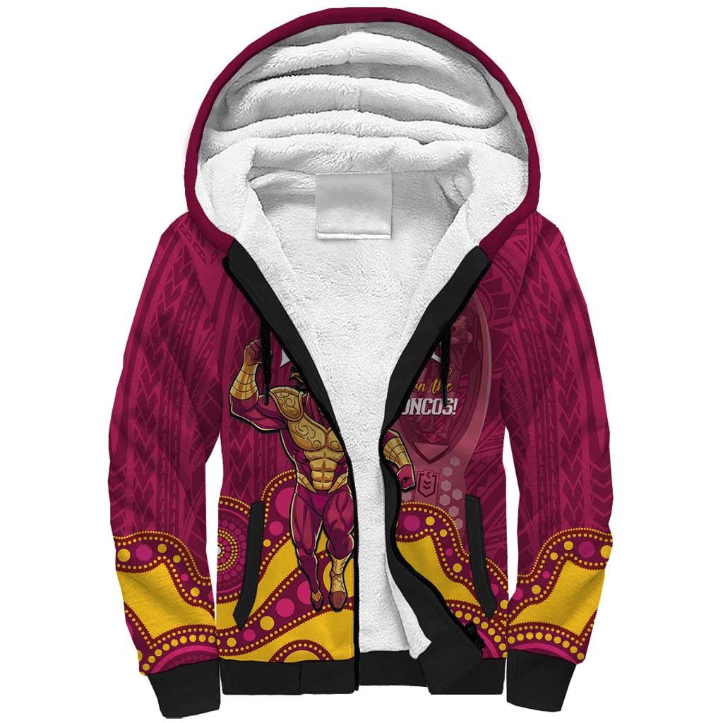 NRL Broncos Rugby Custom Sherpa Hoodie Premiers Trophy Carn The Bronx - Aussie Hoodie