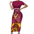 NRL Broncos Rugby Custom Short Sleeve Bodycon Dress Premiers Trophy Carn The Bronx - Aussie Hoodie