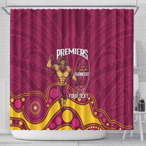 NRL Broncos Rugby Custom Shower Curtain Premiers Trophy Carn The Bronx - Aussie Hoodie