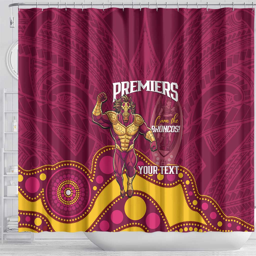 NRL Broncos Rugby Custom Shower Curtain Premiers Trophy Carn The Bronx - Aussie Hoodie