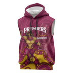NRL Broncos Rugby Custom Sleeveless Hoodie Premiers Trophy Carn The Bronx - Aussie Hoodie